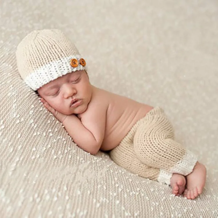 Неонатальная бежевая шерстяная одежда прекрасный реквизит для фотосъемки Мини