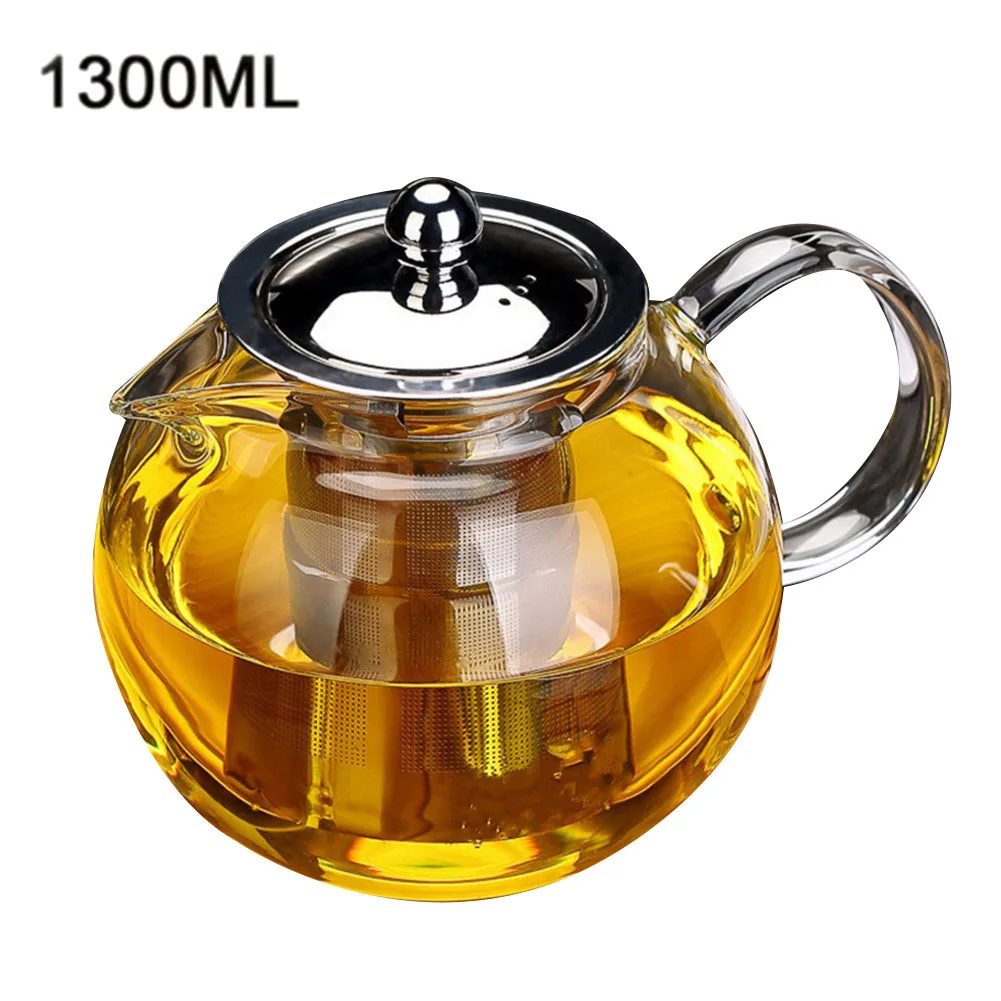 1300ml 650 мл 960 мл 1300 мл термостойкий стеклянный чайник индукционная плита термостойкий стеклянный чайник с 304 ситечком из нержавеющей стали - Цвет: 1300ml