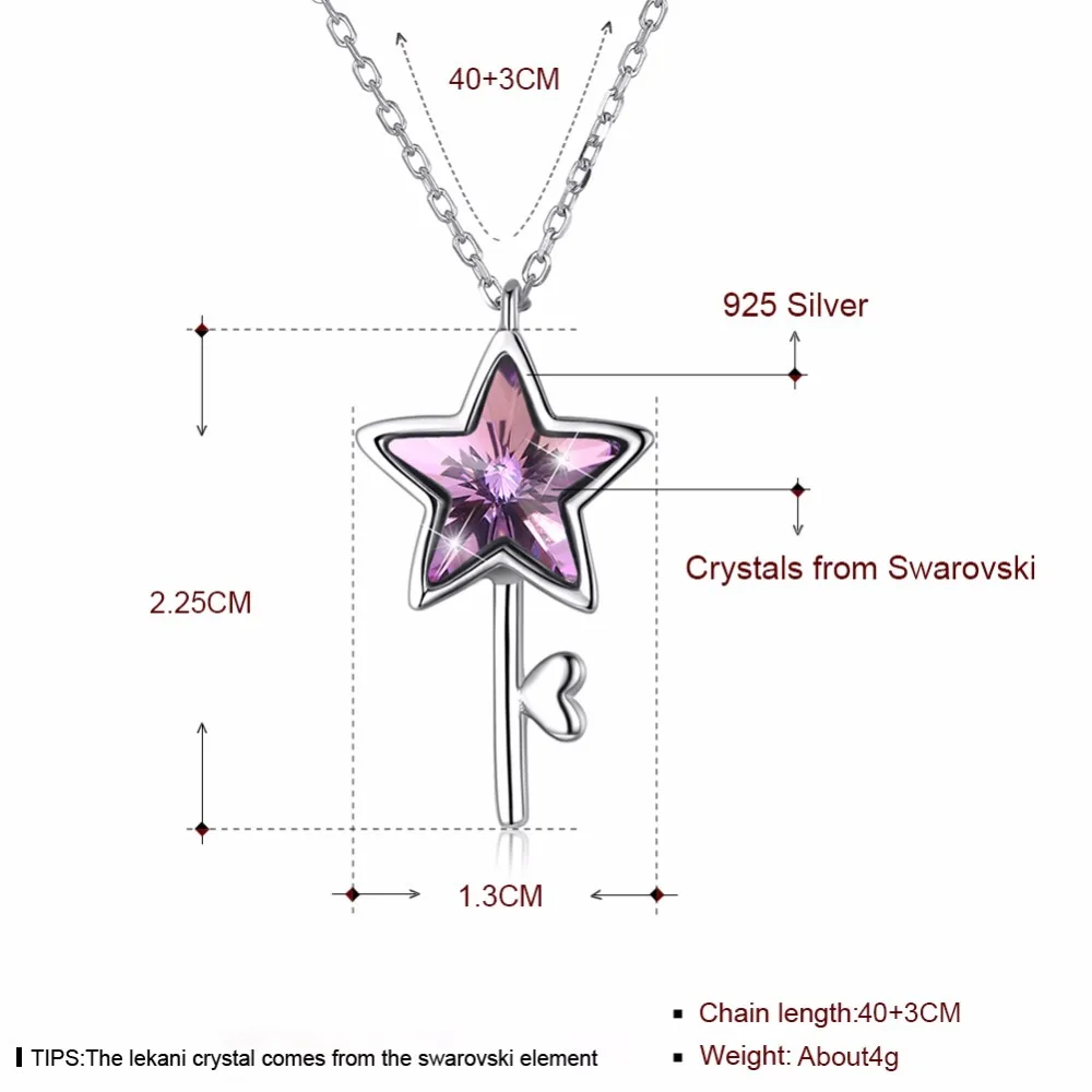 Lekani кристаллы от Swarovski синий фиолетовый звезда ожерелье с подвеской в виде ключа