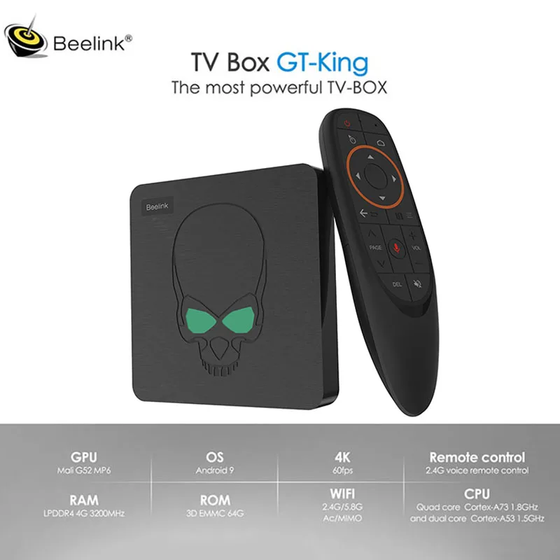 ТВ приставка Beelink GT KING Android 9 0 4K Amlogic S922X 4 Гб DDR4 ОЗУ 64 ПЗУ 1000 м LAN Wi Fi bluetooth 2 смарт