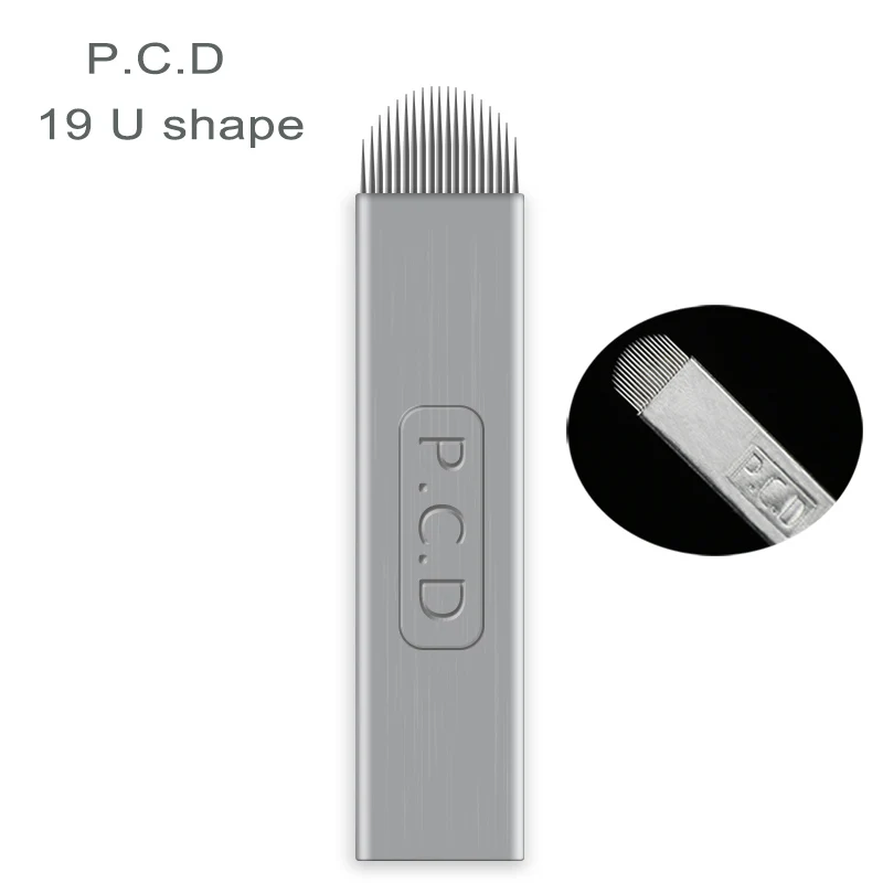 PCD 0 18 мм 500 шт U 19 Pin Перманентный макияж бровей Тату лезвие микроблейдинг иглы для