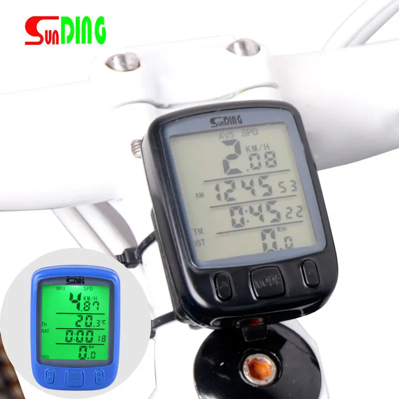 

Bicycle Speedometer Wired Computer Stopwatch Water Proof Odometer LCD Screen Backlight Auto Clear Sunding SD-563A