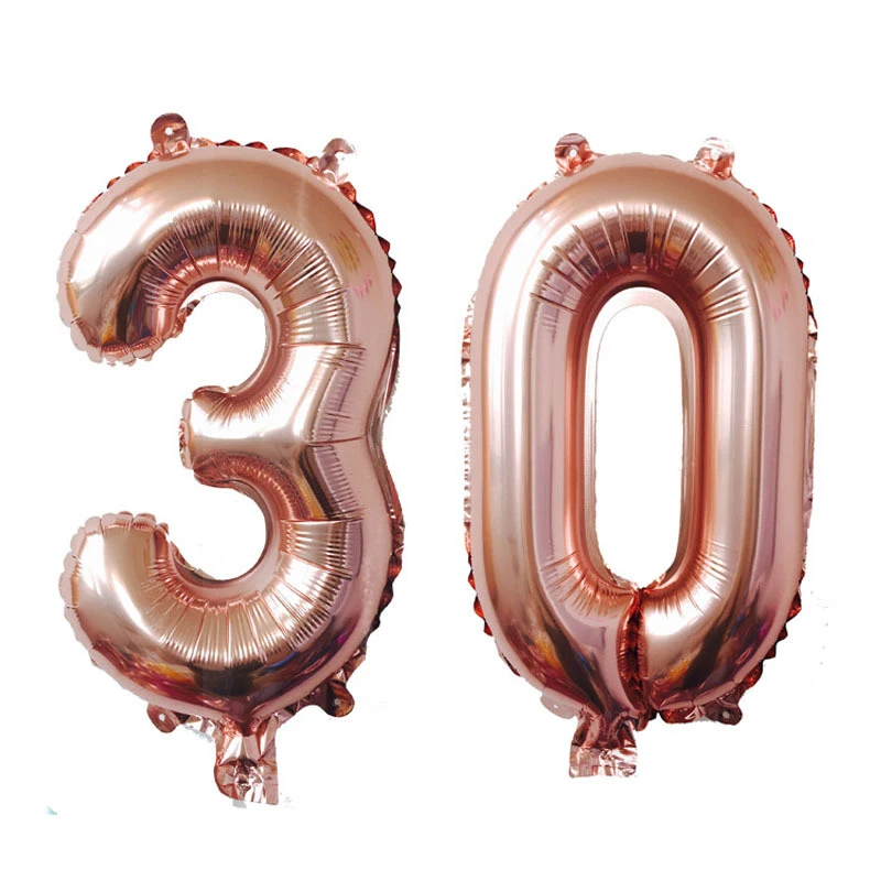 32 дюйма 10/20 Вт, 30 Вт/40/50/60 розовое золото цифра Фольга шары-цифры воздуха игрушки из надувных шаров для свадьбы День рождения украшение шар