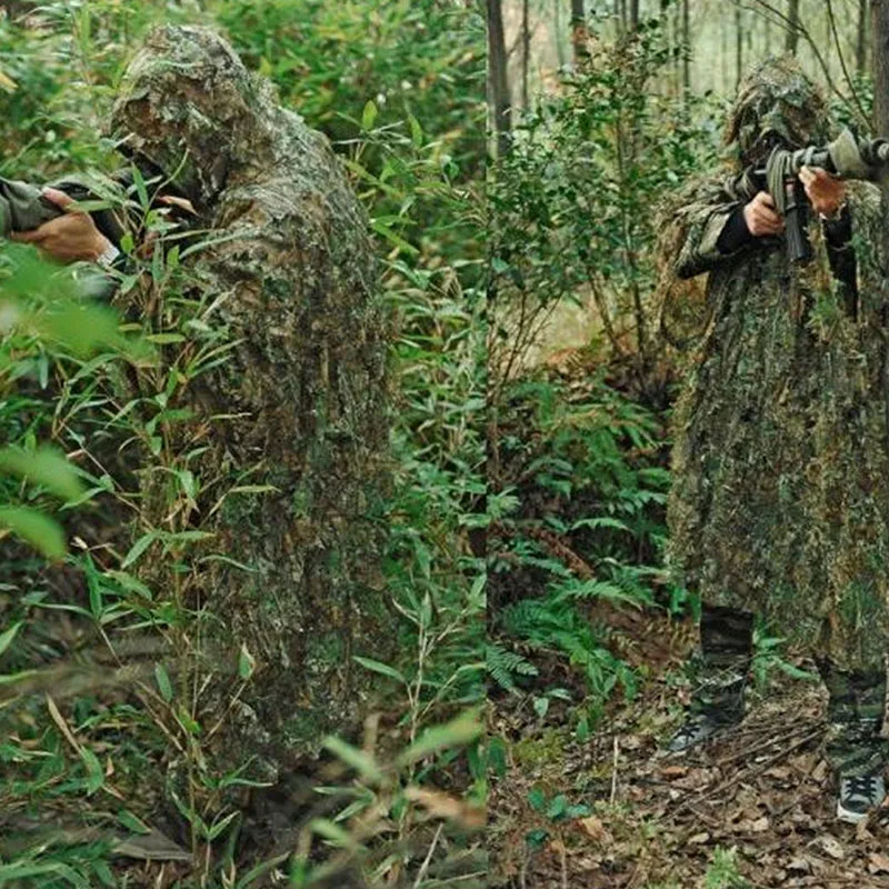 Открытый Camo маскировочный костюм 3D листовые камуфляж Костюмы джунгли Лесной