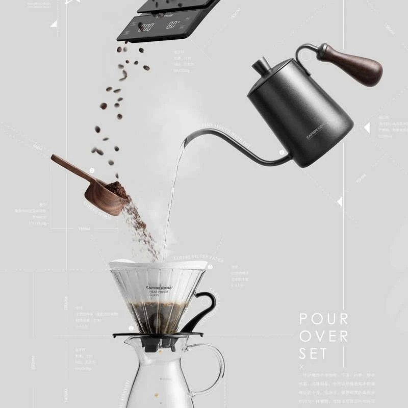 CAFEDEKONA ручной кофейник, набор капельного фильтра, домашняя Подарочная коробка для кофе, ручная штамповка, 6 шт. в наборе
