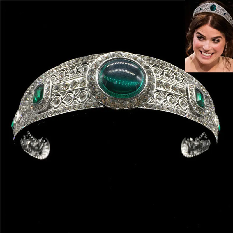 Очаровательная зеленая свадебная тиара со стразами Королевская корона диадема