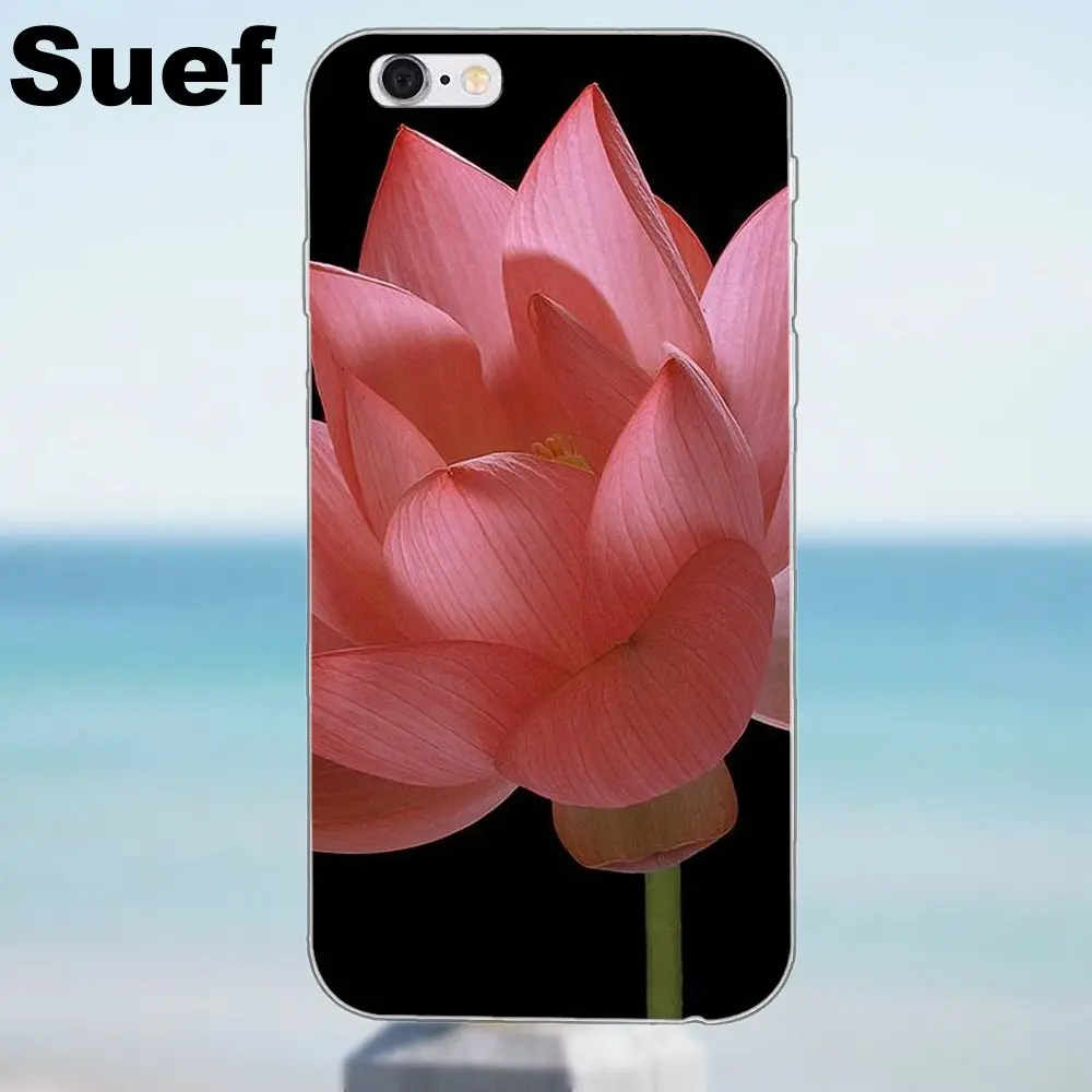 Розовый белый цветок лотоса мягкий популярный хит для iPhone 4 4S 5 5S 5C SE 6 6S 7 8 Plus X Samsung