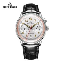 reef tigerrt classic vintage watch men stainless steel automatic luminous watch clock miyota watch brown leather strap rga9122