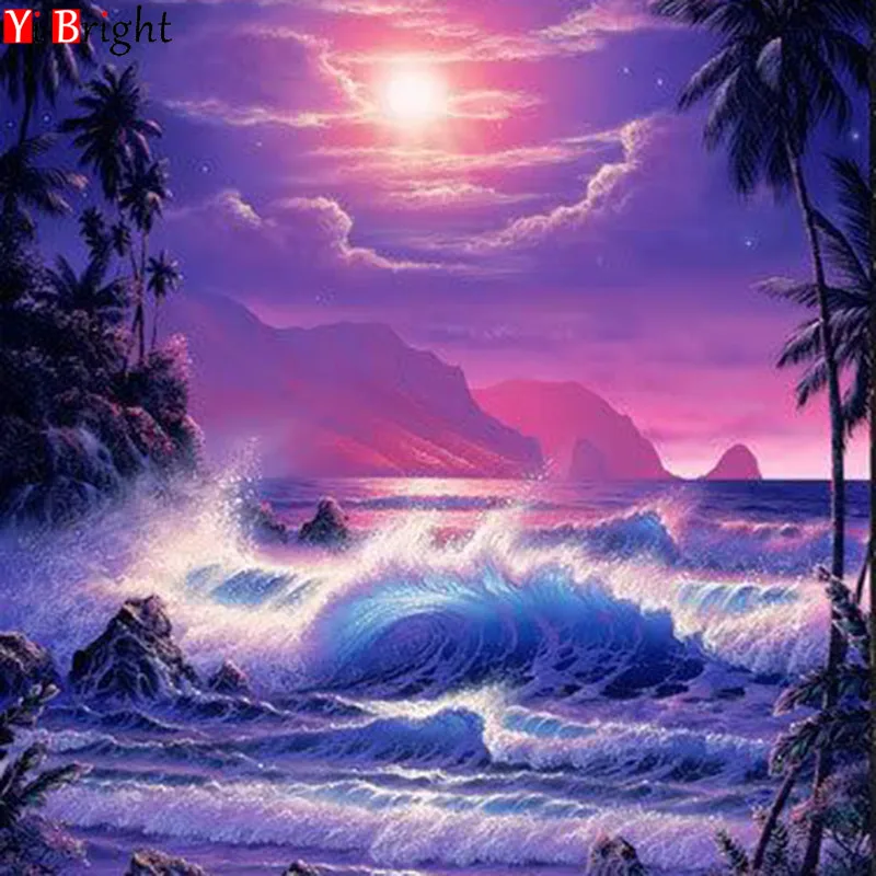 5D алмазная вышивка сделай сам пейзаж ремесла живопись море и волна мозаика