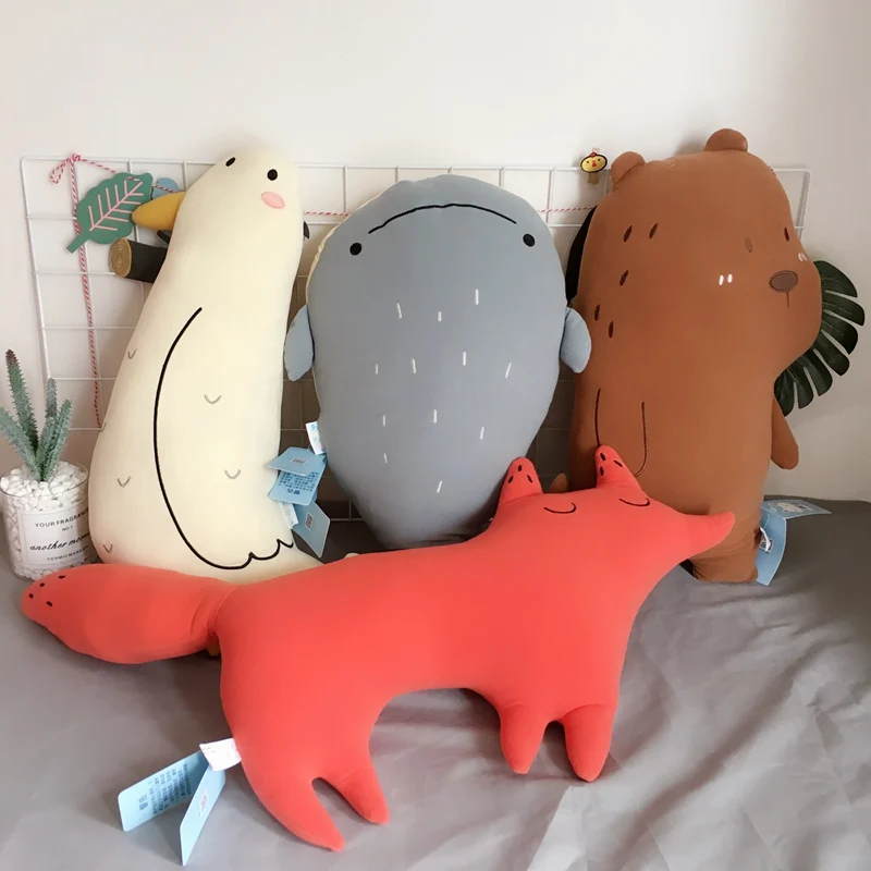 

50/80cm Bear/Fox/Whale/Seabird Stuffed Plush Toys Soft Forest Ocean Animal Plush Pillows Dolls Home Decor Kawaii Kids Girls Gif