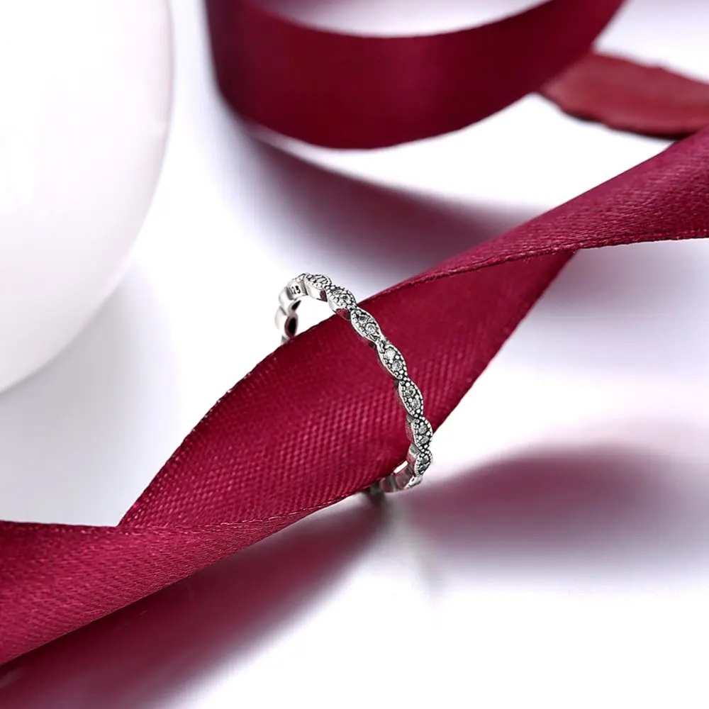 LUALA 2017 100% стерлингового серебра 925 Кольцо Форма Глаз Циркон ЛЮБОВЬ RingWedding
