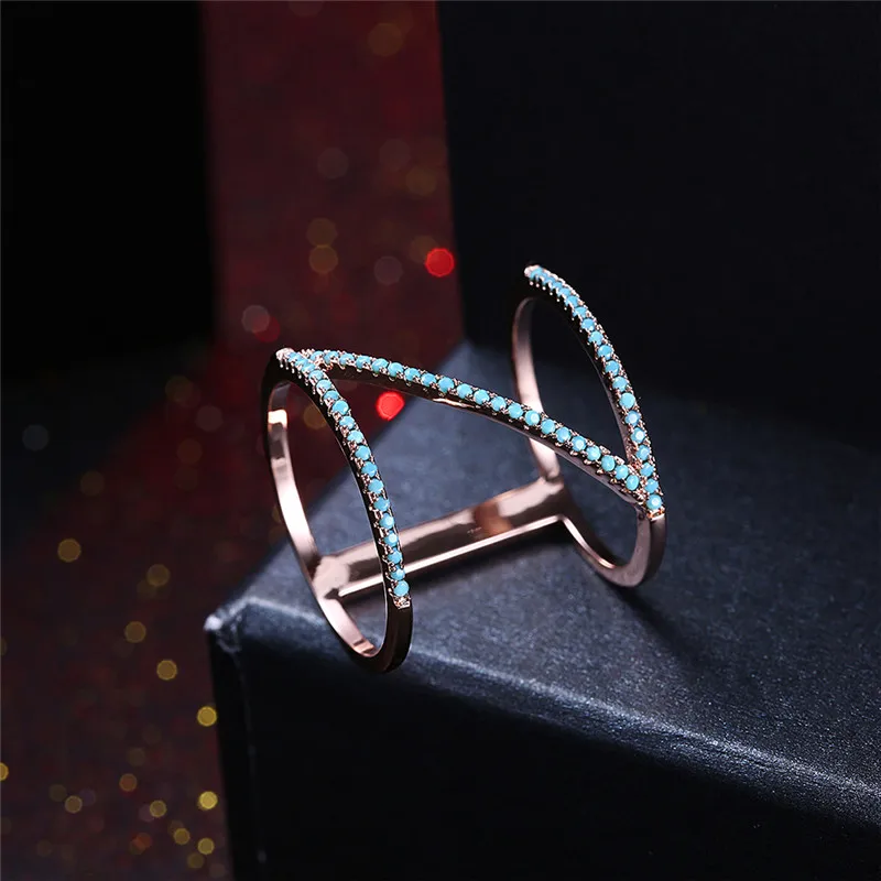 New Fashion Women Vintage Turquoises Rings Geometric Big Blue Color Small kallaite Crystal Knuckle Finger Ring Ethnic Jewelry | Украшения и