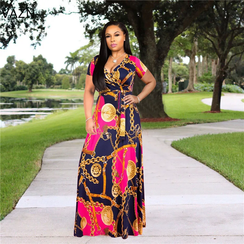 Женское бальное платье VAZN богемное Макси Платье с круглым вырезом и коротким