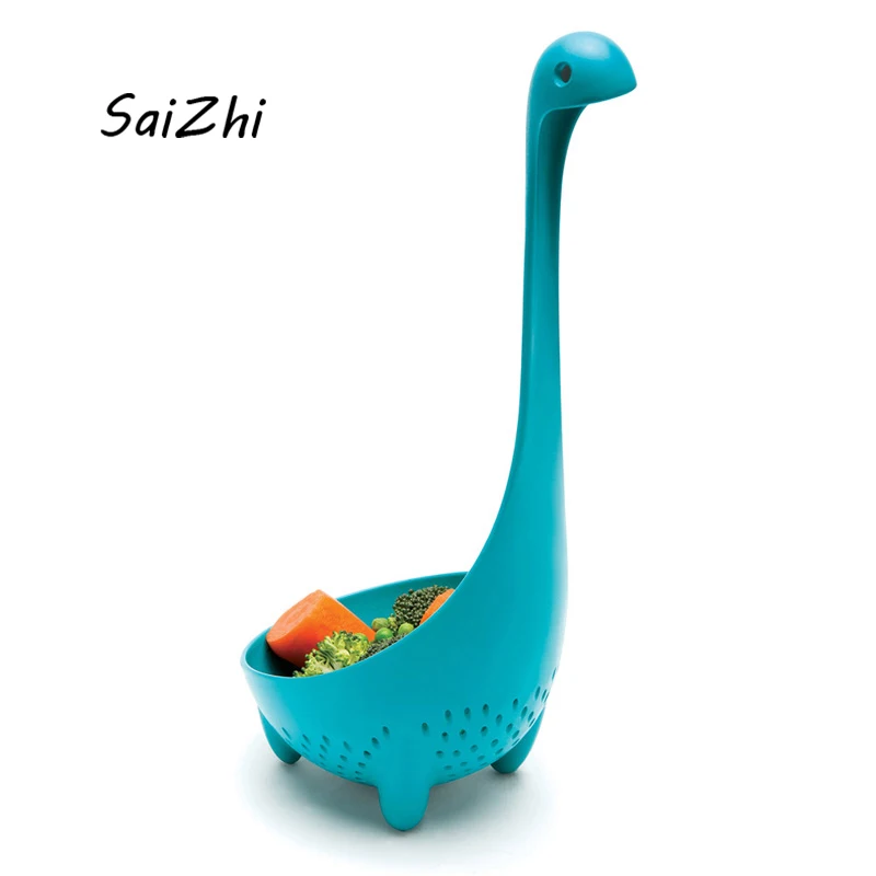 Творческий ColandersTableware длинной ручкой ложка ситечко Лох Монстр милый динозавр Vergiet