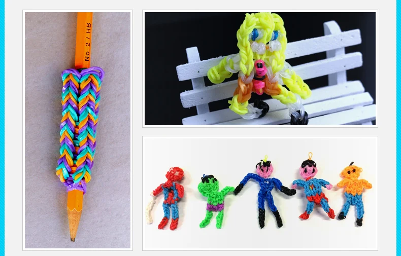 loom rubber bands bracelet rainbow rubber loom bands make woven bracelet DIY toys Christmas Gift for kids or hair