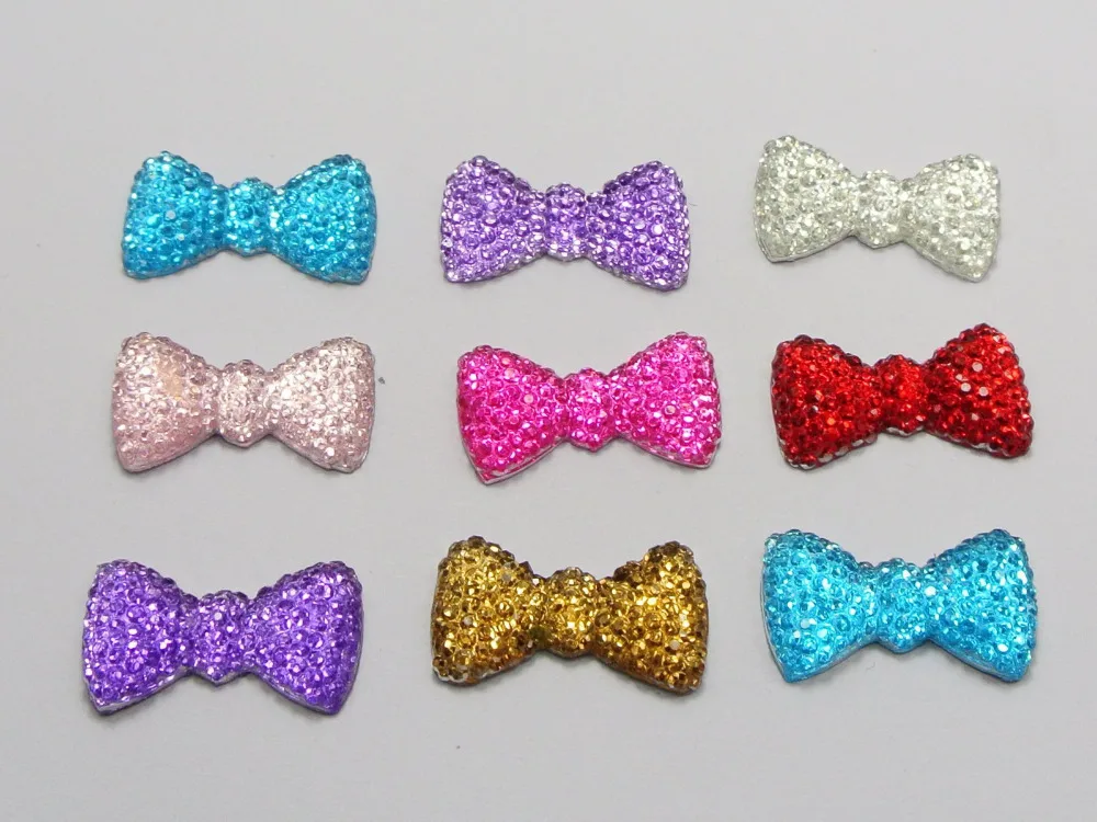 50 разноцветных бантов с плоской задней стороной стразы драгоценные камни 20x12