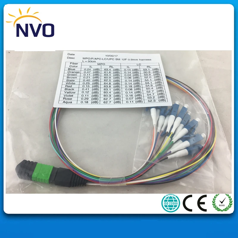 2 шт./лот MPO Female to 12 ядер жгут LC/UPC Волоконно оптический вентилятор из свиного