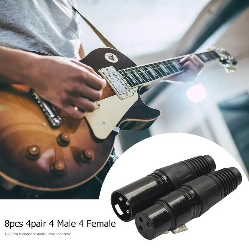 Разъемы XLR 3Pin для микрофона черные 8 шт. 4 штекера гнезда кабеля сделай