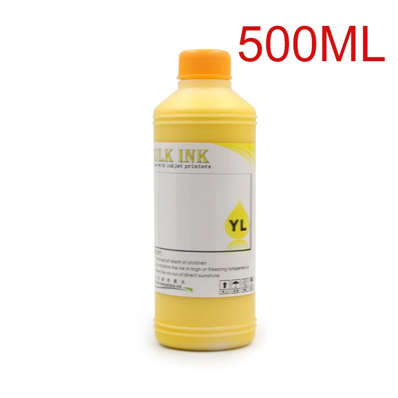 Yellow 500ML 100 мл 500 мл/бутылка художественная бумага пигментные чернила для всех брендов планшетный струйный принтер для Mimaki для Mutoh DX4 DX5 DX6 DX7 печатающая головка - Цвет: Yellow 500ML