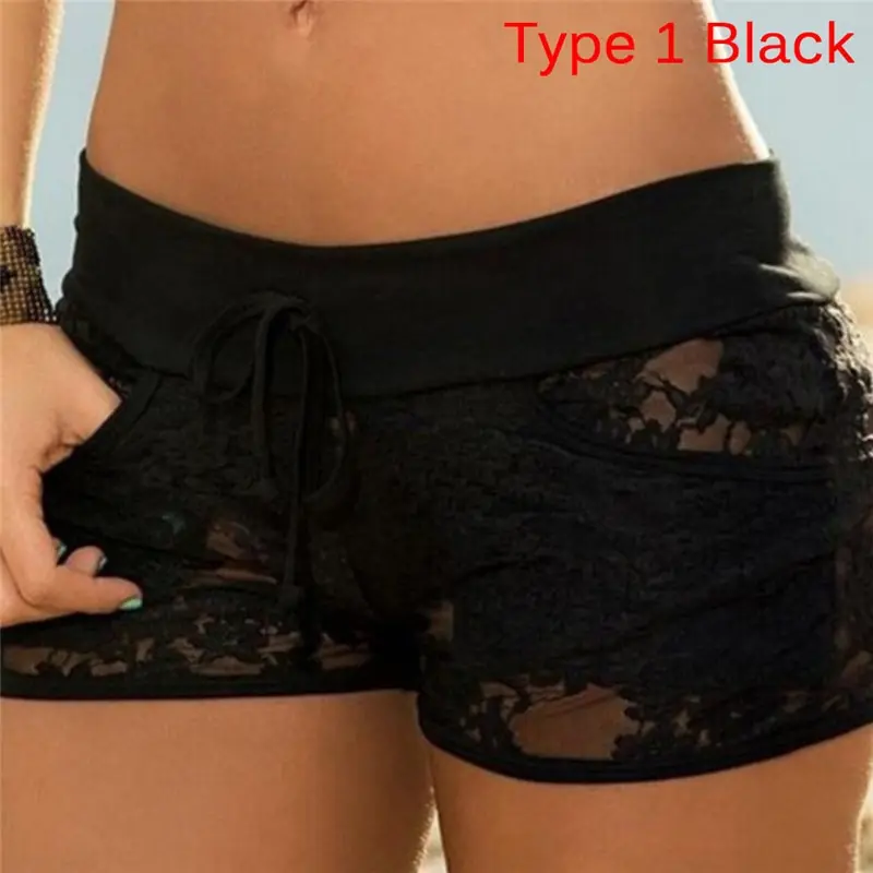 

Кружевные Полупрозрачные трусики, эластичные, для вечеринки, для путешествий, на завязках, шорты, летние, модные, открытые шорты, повседневн...