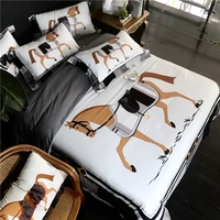 luxury digital printing 100s egyptian cotton royal bedding sets queen king western duvet cover bed sheet set pillowcases horse