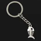 Новинка, модный мужской брелок 30 мм, металлическая цепочка-держатель сделай сам, винтажная двухсторонняя рыбья кость 27x12 мм, серебристая подвеска в подарок