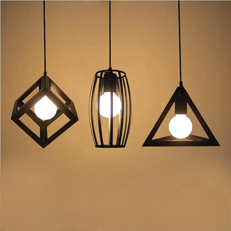 

Creative iron pendant lightd bar art lighting lamps loft Iron geometric restaurant industry Pendant lamps ZA
