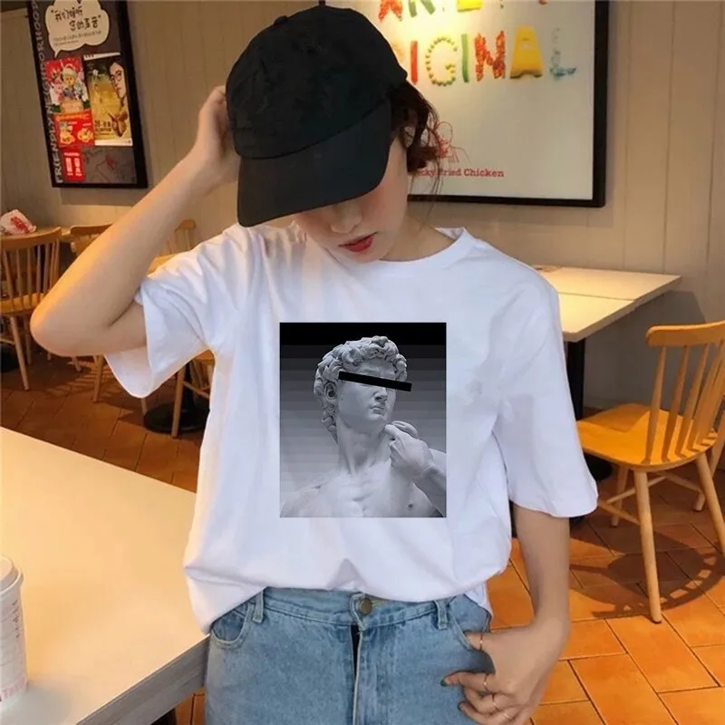 Vaporwave Футболка Harajuku Ulzzang Tumblr Женская летняя футболка с забавным микеланжело эстетическим принтом Футболка уличная футболка - Цвет: 679