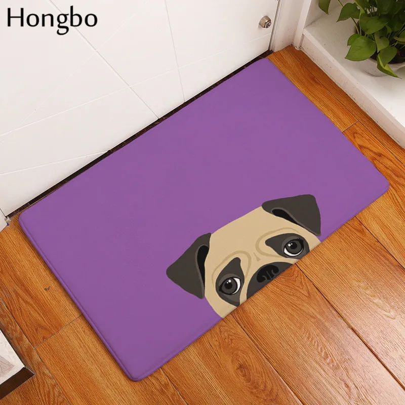 4 Hongbo 40*60 см Противоскользящие коврики короткие милые мультфильм бульдог щенок коврики Добро пожаловать домой входная дверь пол фланелевый коврик - Цвет: 4