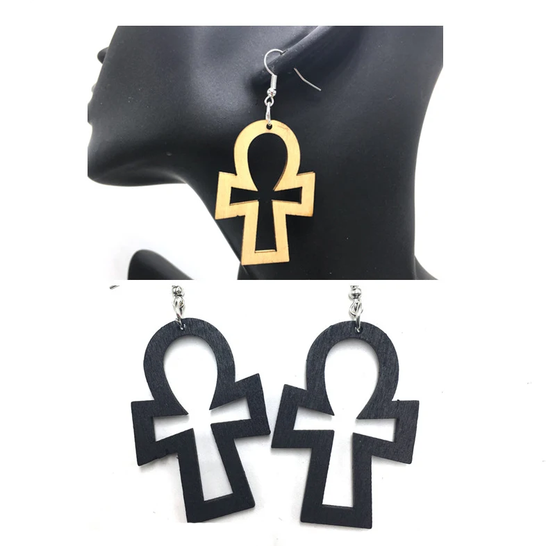 Бесплатная доставка! Ankh деревянные серьги можно смешать 2 вида цветов|wooden earrings|wood