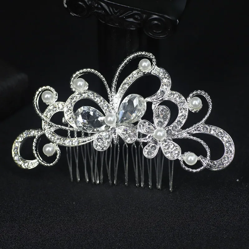 Цветочная заколка с стразами для волос, цветочный головной убор с жемчужинами для свадьбы, кристальная свадебная заколка для волос, украшения для волос.