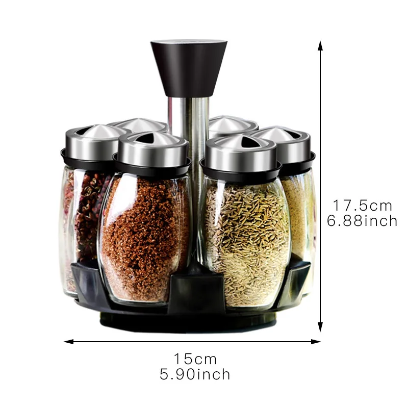 1 Набор стеклянных банок для специй вращающаяся коробка приправ шейкер соли
