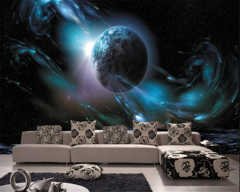 beibehang papier peint Custom fantasy indoor cosmic outer space planet TV wall decoration wallpaper papel de parede 3d wallpaper