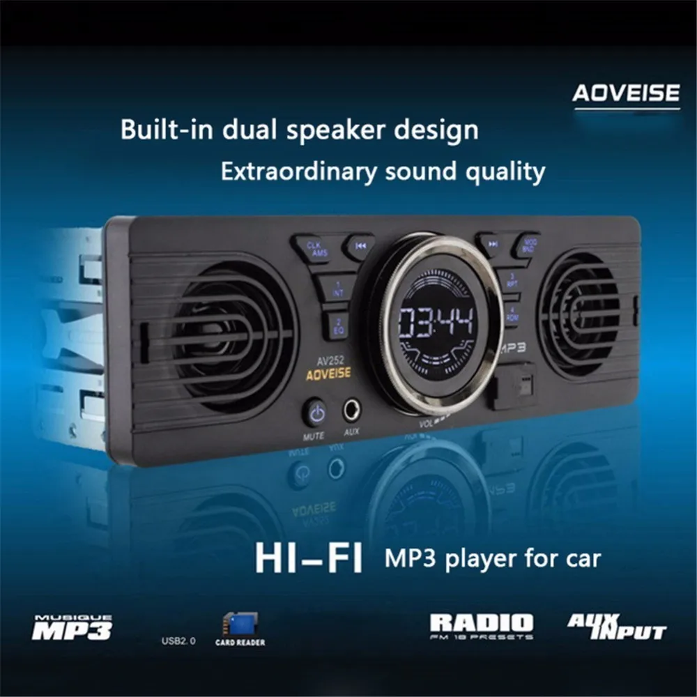 Bluetooth AV252 12 в автомобильный Радио тюнер громкоговоритель в-dash аудио mp3-плеер автомобильный стерео fm-радио EDR с USB/TF картой порт MP3/WMA