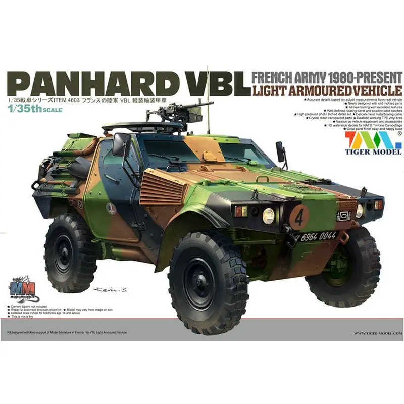 

Tiger Model 4603 1/35 French Panhard VBL Armoured Vehicle - Scale Model Kit