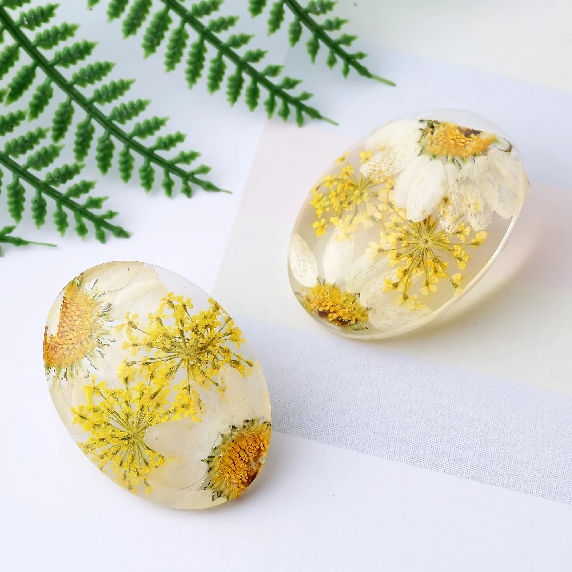 Корейские модные овальные серьги гвоздики с сушеным цветком для женщин