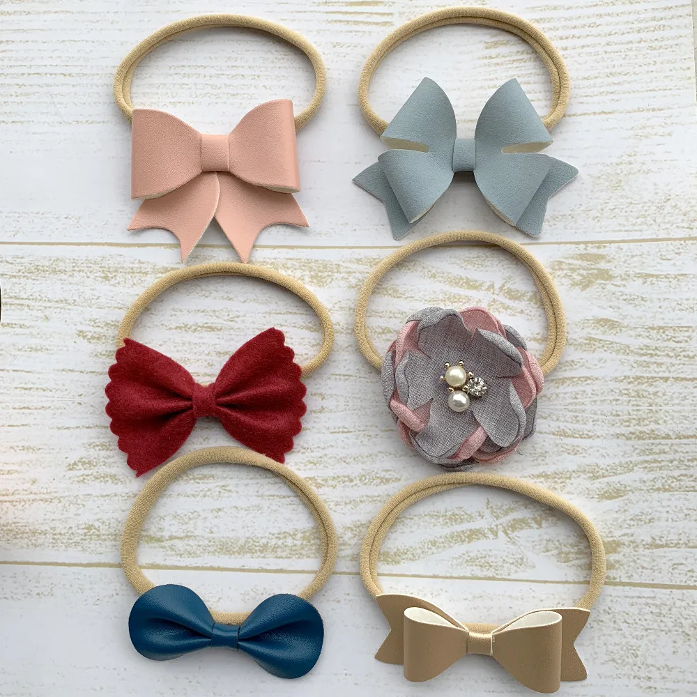 6 шт./компл. ручная работа банты для маленьких девочек нейлоновая повязка на