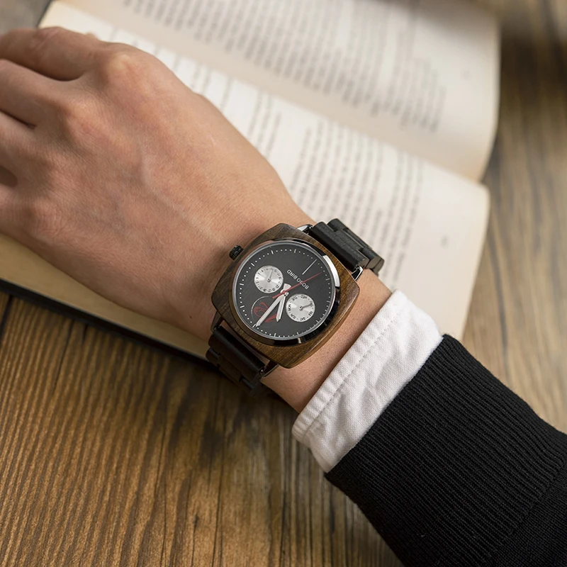 BOBO BIRD стильные роскошные мужские деревянные часы военные кварцевые наручные из