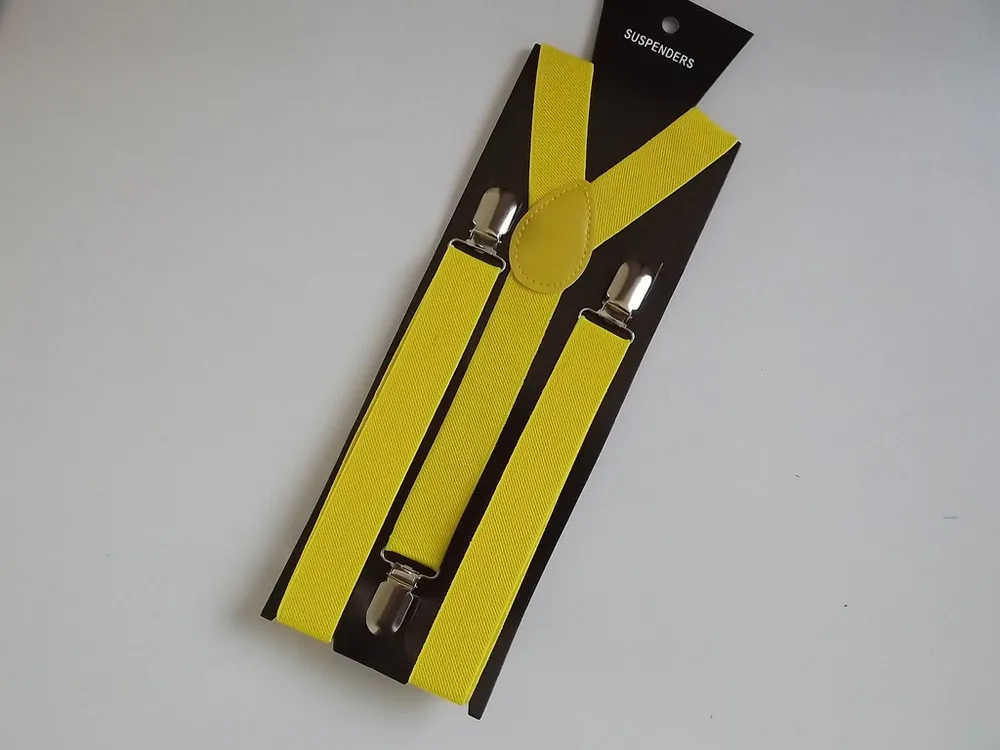 yellow Лидер продаж, мужские и женские подтяжки унисекс с клипсами, эластичные y-образные регулируемые подтяжки, цветные женские и мужские модные аксессуары, одежда - Цвет: yellow