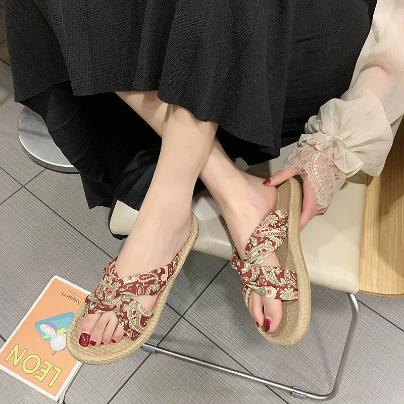 COOTELILI Fashion Bohemian Beach Shoes Women Summer Slippers Flip Flops Flat For Ladies Slides | Обувь