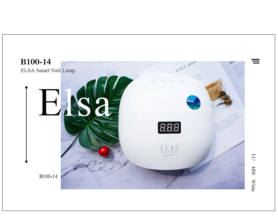 Сушилка для ногтей ELSA 48 Вт, быстрая, УФ-гель, лампа для отверждения с нижней частью 30 s/60 s, таймер, ЖК-дисплей, лампа для ногтей, сушилка