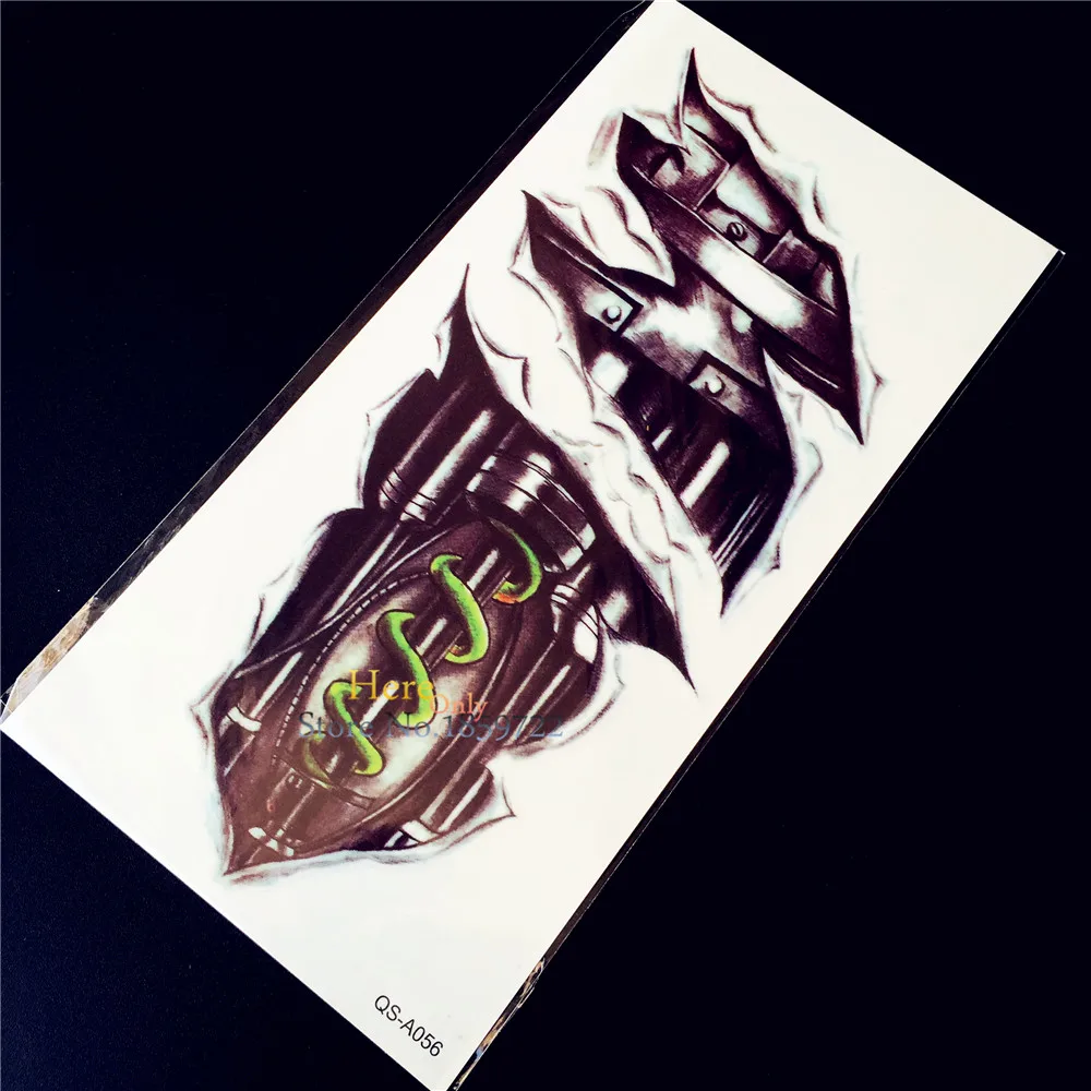

1PC New Designer Mechanical Arm Tattoo Stickers For Men HQS-A056 Robot Body Arm Flash Waterproof Temporary Tattoo Paste Paper
