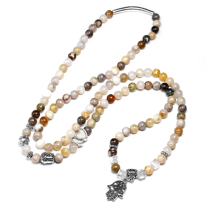 Натуральный 6 мм бамбуковые листья оникс браслет 108 молитвенные бусины Лотос Ом запястье человек 108 мужские браслеты из бусин Женские Йога ювелирные изделия