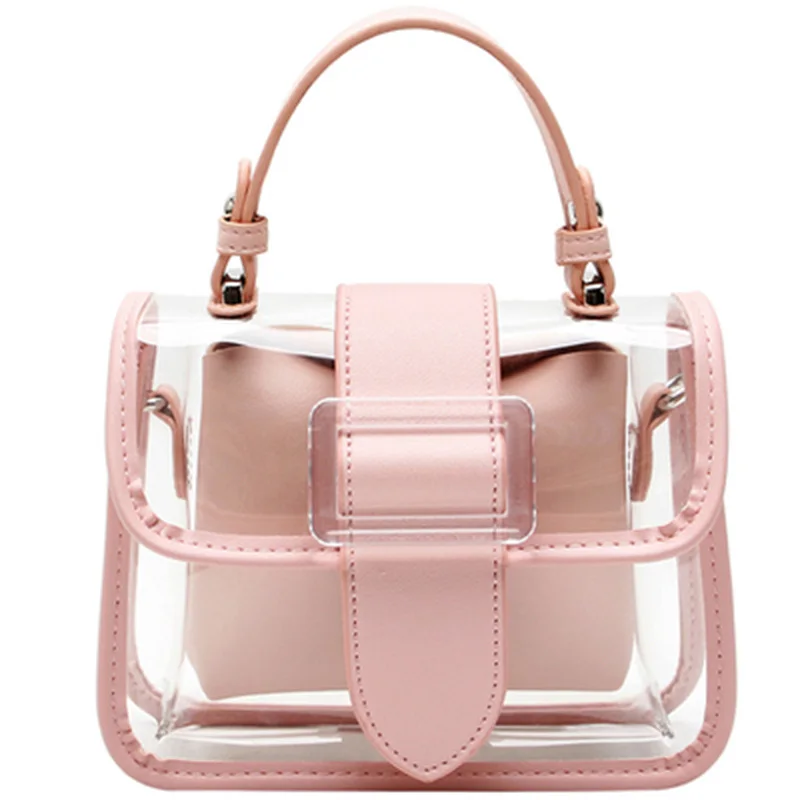 pink Пляжные сумки из ПВХ женские модные водонепроницаемые Прозрачные сумки-тоут женские летние прозрачные сумки через плечо - Цвет: pink