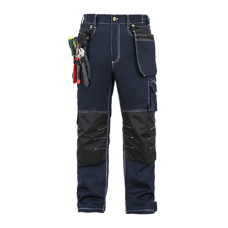 Navy blue Bauskydd мужские карпернер хлопок прочные Мульти Карманы рабочие брюки с eva наколенники рабочие брюки Спецодежда - Цвет: Navy blue