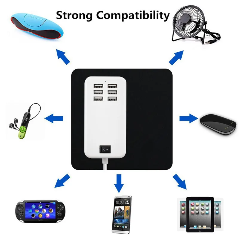 Зарядное устройство Faichoy с 6 USB портами 5 В/3 А|charger quick|us usb chargerusb charger |