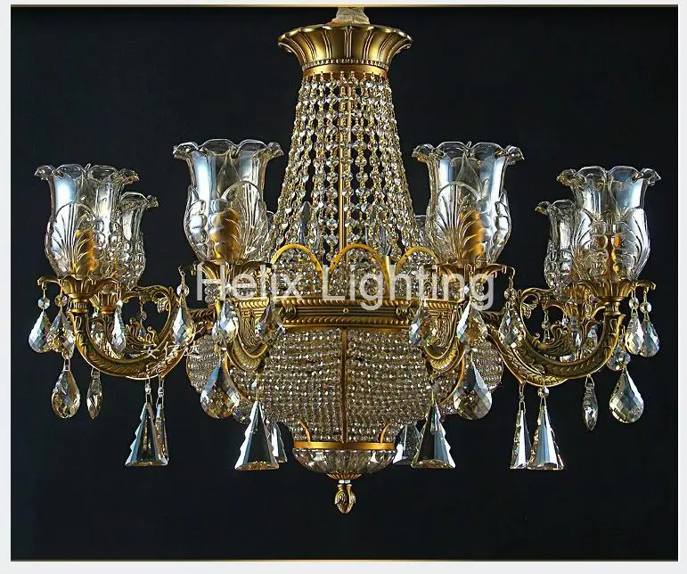 Хрустальная люстра из латуни с бронзовой отделкой 6 л/8 л|crystal chandelier lamp|colorful crystal