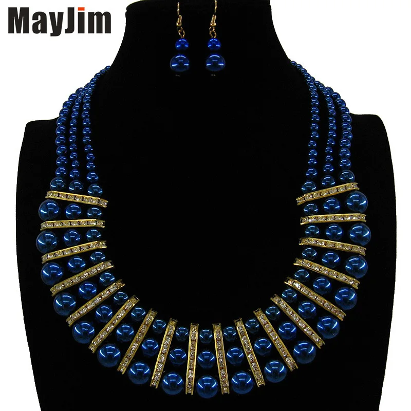 Комплект ювелирных изделий с большим красным жемчугом MayJim набор ручной работы