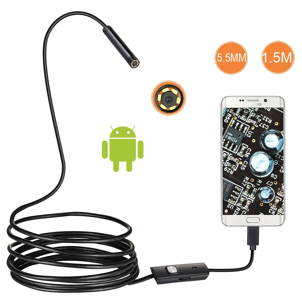 Новинка 1/1. 5/2 м 7/5. 5 мм объектив эндоскоп HD 480P USB Водонепроницаемая инспекционная