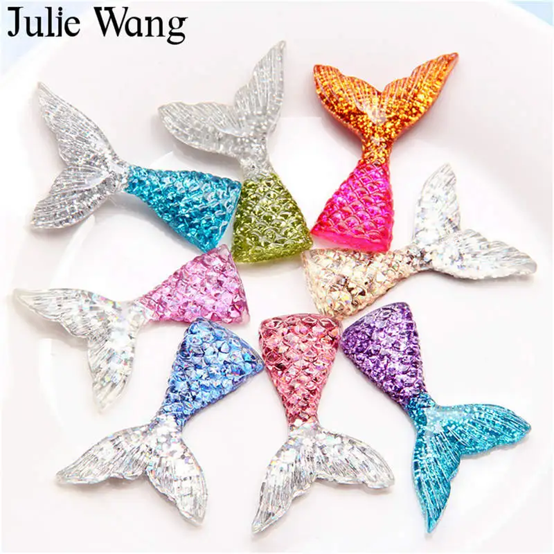 Julie Wang 10 шт. Разноцветные Подвески из смолы с хвостом русалки ручной работы